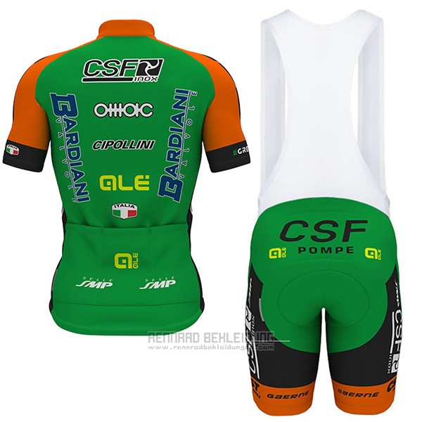 2017 Fahrradbekleidung Bardiani Csf Wei und Grun Trikot Kurzarm und Tragerhose